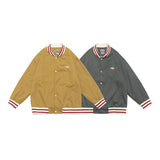 Yellow Varsity Jacket Men's Autumn Coat Campus Striped Stitching Hemline Youth Casual Jacket