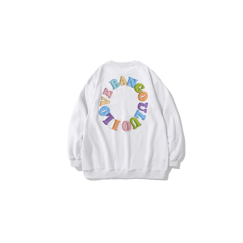 Mens Fall Outfits Love Printed Crew Neck Sweatshirt Men's Loose Couple's Tops Casual Thin Pullover
