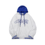 Baby Blue Varsity Jacket Spring and Autumn Coat Men's Hooded Jacket