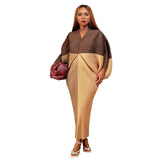 Nina Parker Graffiti Dress Batwing Sleeve Pleated Dress Reverse
