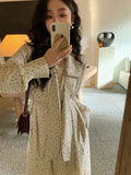 Aesthetic Dress Vintage Floral Dress Spring and Autumn Waist-Slimming Long Dress