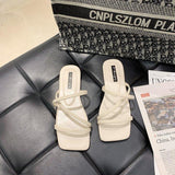 Women Open Toe Sandals Flats Summer Candy Color Fashion Flat Heel Slippers