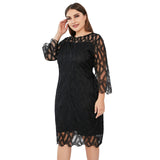 Nina Parker Black Dress Embroidered Double Layer