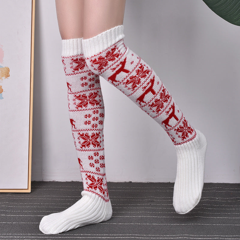 Winter Thick Knit Thigh High Socks Long Stockings Boot Knitted Pantyhose Long Bunching Socks