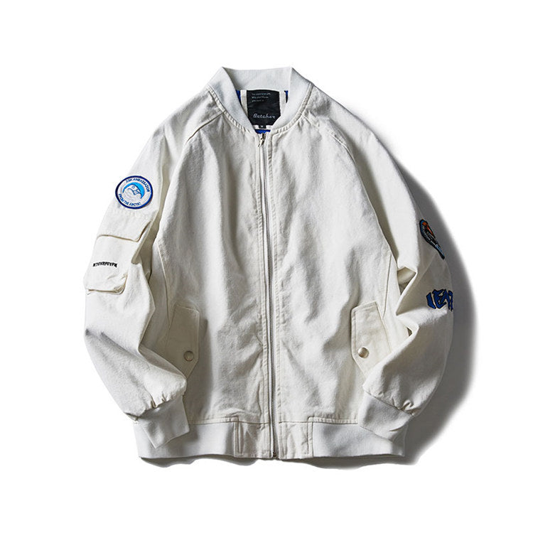 Varsity Jacket Vintage Men's Autumn Coat Campus Baseball Collar Loose Fashion Youth Jacket