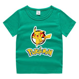 Children Pokemon Pikachu T Shirt Summer Short Sleeve Cotton Leisure Sports