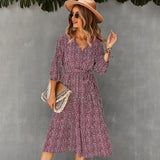 Emery Rose Dresses Waist Slimming Autumn And Winter Large Swing Floral Skirt