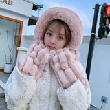 Women Winter Hats Winter Warm Plush Hat Scarf