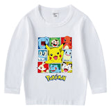 Children Pokemon Pikachu Hoodie Spring and Autumn round Neck Long Sleeve T-shirt Cotton