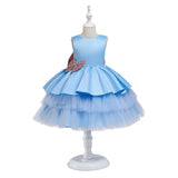 Toddler Girls Sequin Gown Dress Net Yarn Cake Skirt Bow One Year Old Celebration Dress Baby Girl Dress