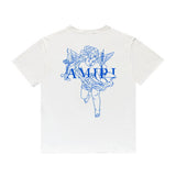 Amiri T Shirt Angel Sketch Printed Casual Hip Hop Short Sleeve T-shirt