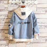Comic Denim Jacket Bad Bunny Cartoon Printed Denim Spring and Autumn Men's Loose Jacket