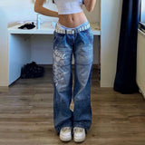 Julia Fox Low Rise Trousers Printed Loose Trousers Jeans