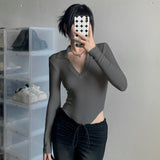 Maddy Euphoria Outfits Women's Spring and Autumn Sexy Women's Long Sleeve V-neck