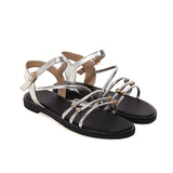 Flat Dress Sandals Summer Square Heel Solid Color Buckle Hollow Thin Strap Sandals