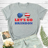 Let'S Go Brandon T Shirt Glasses Printed Short Sleeve Men'S And Women'S Tops