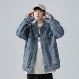 Denim Varsity Jacket Men's Denim Jacket Autumn Leisure Washed Coat