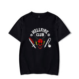 Hellfire Club Shirt Stranger Things Summer Print Pattern Casual round Neck Short Sleeves