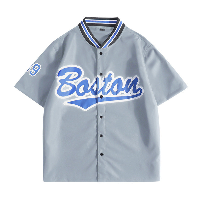 Baggy Baseball Jersey Printed Loose Baseball Uniform Shirt Short Sleeve