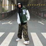 Bone Varsity Jacket Spring and Autumn Stitching Letters Embroidered Baseball Uniform Men and Women Loose