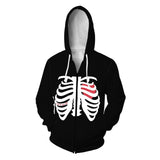 Skeleton Varsity Jacket Printed 3D Hoodie Hoodie