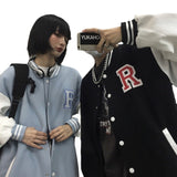 Baby Blue Varsity Jacket Winter Loose Jacket Casual Jacket for Male and Female Students