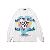 Mens Fall Outfits Long-Sleeved T-shirt Boys Loose Couple Oversize Sweater