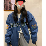 Vintage Letterman Jacket Autumn Cotton Baseball Uniform Sports Style with Letters Vintage Jacket Women's Preppy