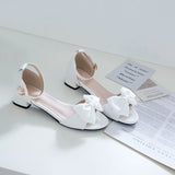 Flat Dress Sandals Summer Low Heel Round Toe Bowknot Buckle Sandals