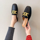 Finn Chain Pointed Toe Mule Toe Cap Semi Slipper Women's Summer Outdoor Slippers Mules Shoes