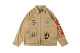 Saint Michael Baseball Jacket 22fw Hip Hop Big Talker Smiley Face Heavy Embroidery Loose