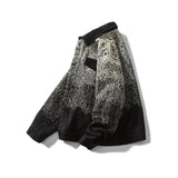 Black Varsity Jacket Autumn Gradient Printing Men's Casual Jacket Coat Polo Collar Top