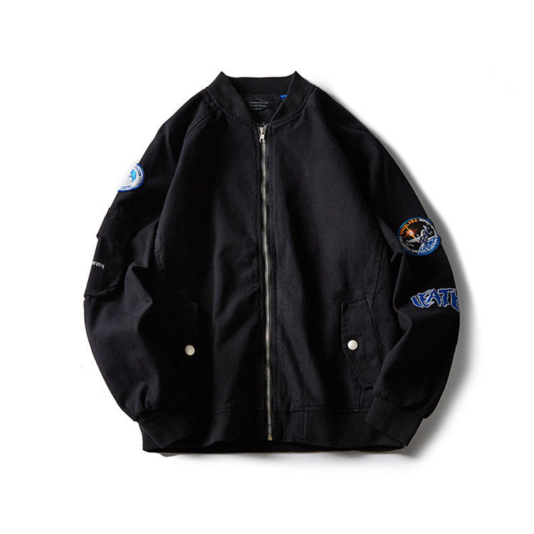 Varsity Jacket Vintage Men's Autumn Coat Campus Baseball Collar Loose Fashion Youth Jacket