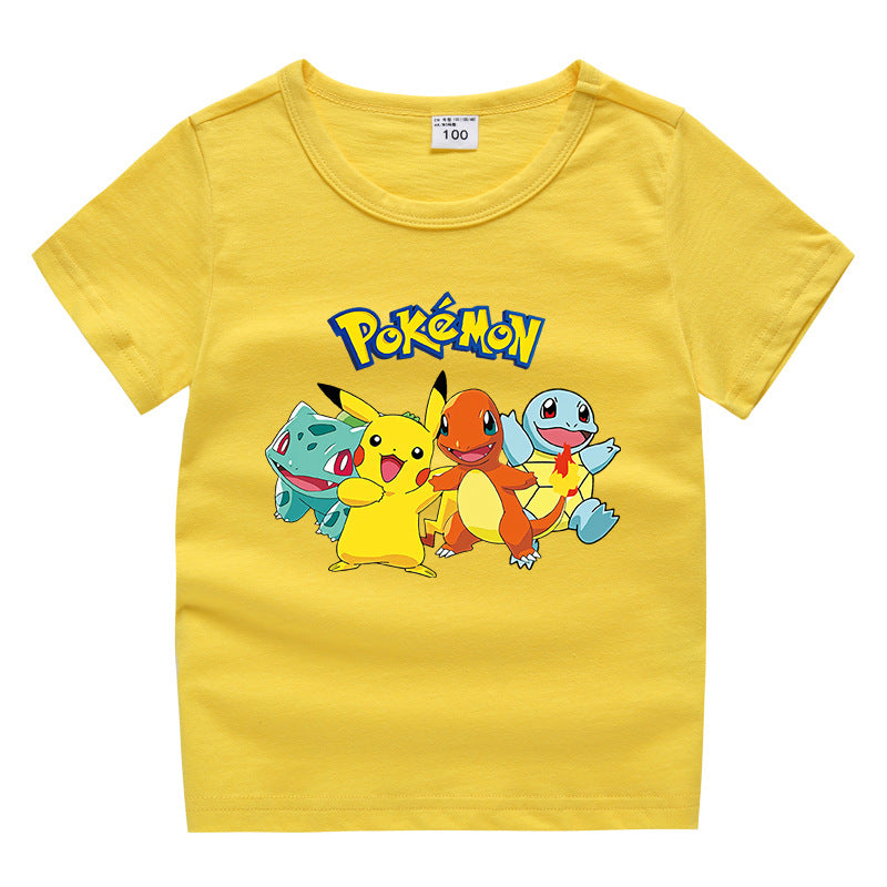 Children Pokemon Pikachu T Shirt Cotton T-shirt Casual Sports Cute