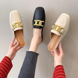 Finn Chain Pointed Toe Mule Toe Cap Semi Slipper Women's Summer Outdoor Slippers Mules Shoes