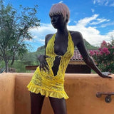 Mini Club Dresses Summer Sexy See-through Lace Slim Dress