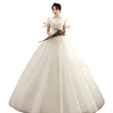 Women's Evening Dress Ball Gown Princess Quinceanera Wedding Dresses Simple Champagne Small Pregnant Women Tulle Tutu Dress