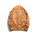 Orange Varsity Jacket Autumn Loose Paisley Jacket