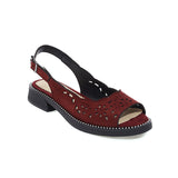 Flat Dress Sandals Summer Comfortable Low Heel Peep Toe Buckle with Cutout Sandals for Women