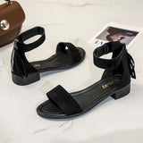 Nude Block Heel Peep Toe Roman Sandals
