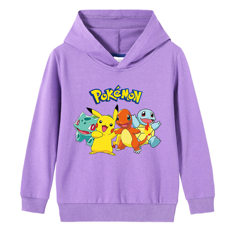 Children Pokemon Pikachu Hoodie Cotton Hooded Sweater Neutral Spring and Autumn