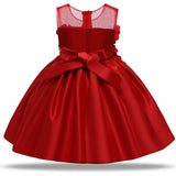 Toddler Girls Sequin Gown Dress Evening Dress Satin Applique Performance Costume Baby Dress for One Year Old Girls