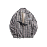 Men's Casual Suit Man Blazer Tooling Style Vintage Plaid Leisure Suit Men's Loose Lapels Suit Jacket