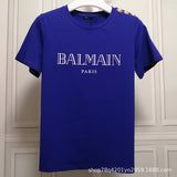 T Shirt Balmain T-shirt Short Sleeve Women's Clothing Cotton round Neck Letter Half Sleeve