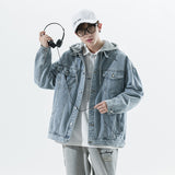 Paisley Denim Jacket Men's Autumn Casual Hooded Jacket