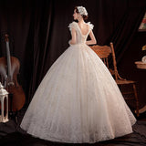 Women'S Evening Dress Ball Gown Princess Quinceanera Wedding Dresses Off-Shoulder Starry Sky Puffy Wedding Dress