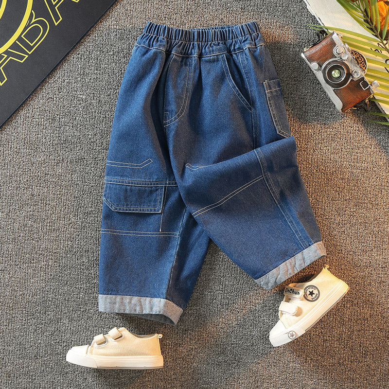 Toddler Boys Pants Crawler Men's Crawler-Piece Spring and Autumn Leisure Jeans