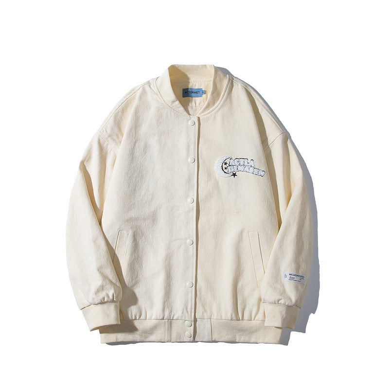 Baby Blue Varsity Jacket Retro Hip Hop Baseball Uniform Jacket Men and Women