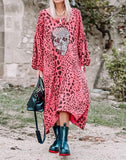 Skull Dress Spring and Summer Dress Leopard Print Skull Print Long Sleeve Dress