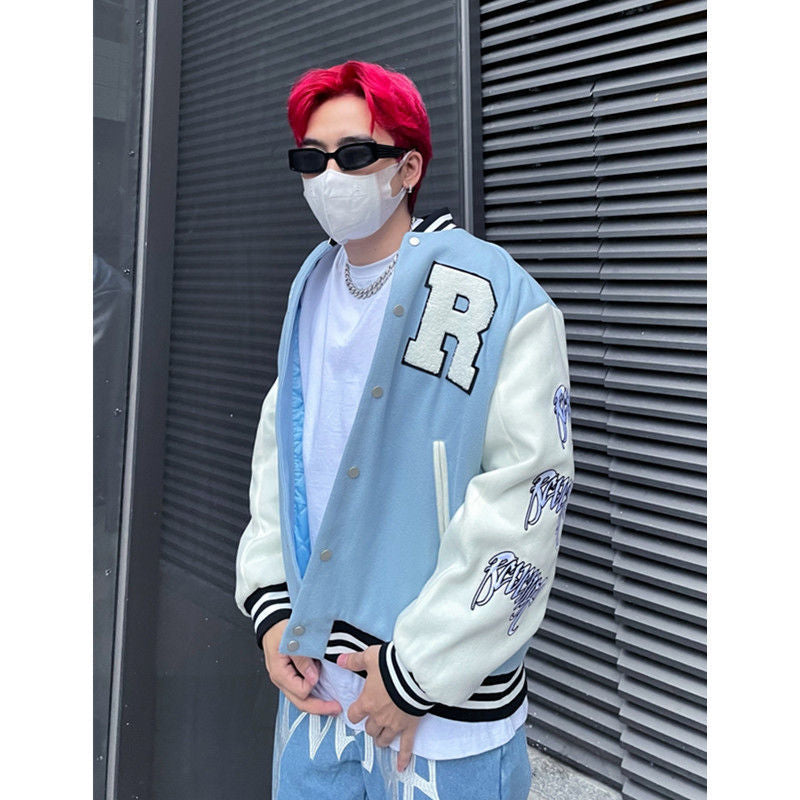 Alaska Varsity Jacket Stitching Baseball Uniform Men's and Women's Retro Jacket Spring Loose